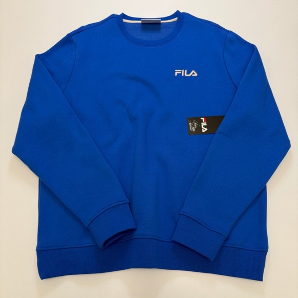 FILA Saks Fifth Avenue Blue Cotton‎ Blend Crewneck Sweatshirt Mens Large